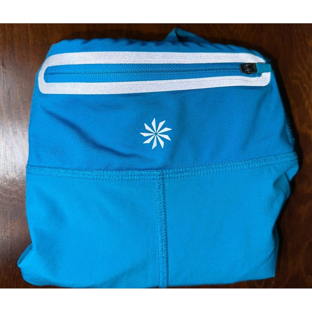 Athleta Shorts Large Blue Lined Zip Pocket Ready Set Short‎ Pockets Reflective